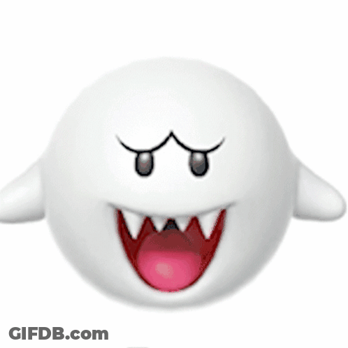 A White Cartoon Character With A Pink Tongue Sticking Out GIF