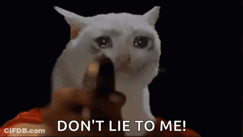 A White Cat Is Holding A Gun In Front Of It And Says `` Do N't Lie To Me '' . GIF