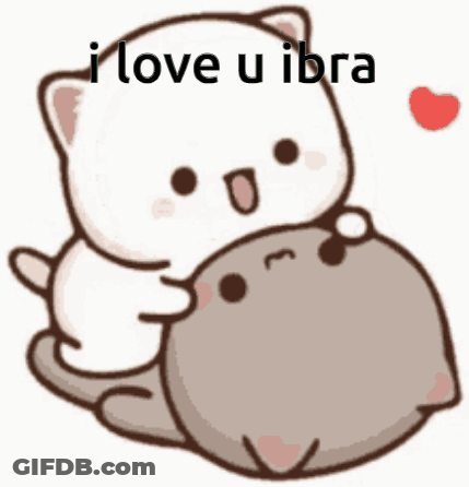 White Cat Hugging Brown Cat Saying I Love U Libra GIF