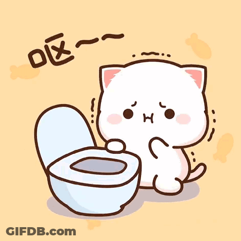 A White Cat Is Sitting Next To An Open Toilet GIF