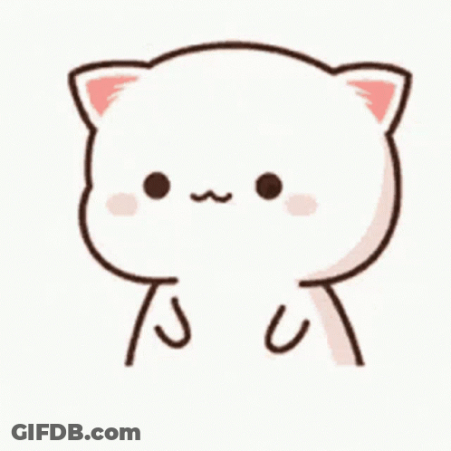 A White Cat With A Pink Ear Is Covering Its Mouth With Its Paws . GIF