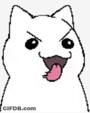 A White Cat With A Pink Tongue Sticking Out Is Making A Funny Face . GIF