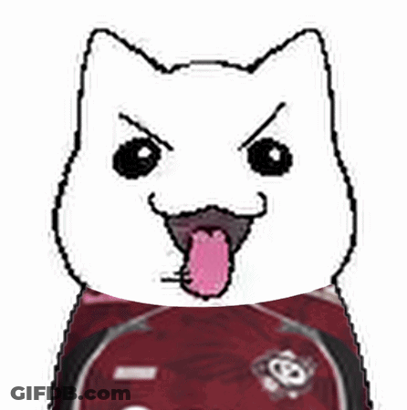 A White Cat With A Pink Tongue Sticking Out Is Wearing A Red Scarf . GIF