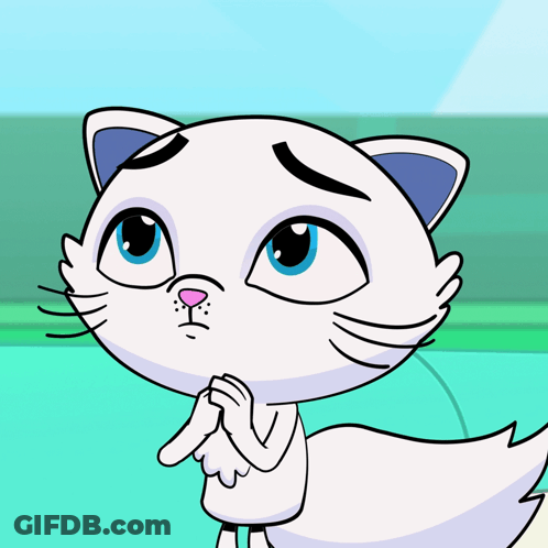 A White Cat With Blue Eyes And A Pink Nose Is Praying GIF