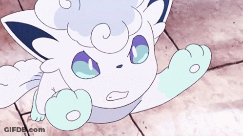 White Cat With Purple Eyes On Floor GIF