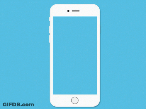 A White Cell Phone With A Square On The Screen On A Blue Background GIF