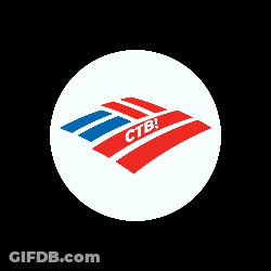 A White Circle With A Red , Blue And White Ctb Logo GIF