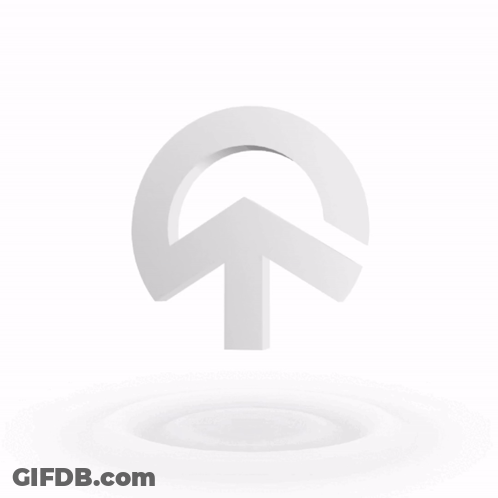 A White Circle With An Arrow Pointing Upwards GIF
