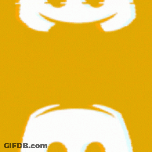 A White Discord Logo With A Yellow Background GIF