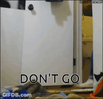 A White Door With The Words " Do N't Go " On The Bottom GIF