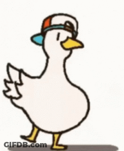 A White Duck Wearing A Hat Is Walking GIF
