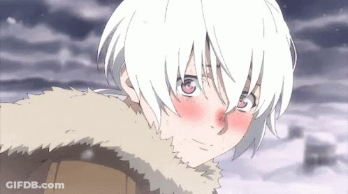 A White Haired Anime Character With A Red Cheek GIF