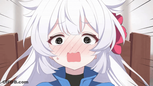 A White Haired Anime Girl With A Red Flower In Her Hair GIF