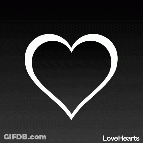 A White Heart On A Black Background With Lovehearts Written On The Bottom GIF
