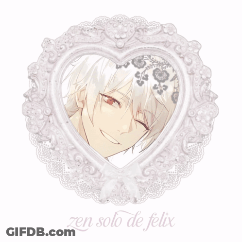 A White Heart Shaped Frame With A Picture Of A Man And The Words Zen Solo De Felix Below It GIF
