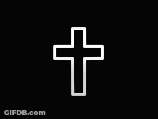 A White Heart With A Cross Inside Of It On A Black Background GIF