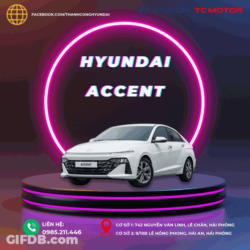 A White Hyundai Accent Is On A Stage GIF
