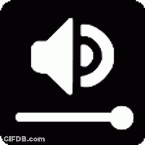 A White Icon Of A Speaker With A Slider In A Black Circle . GIF