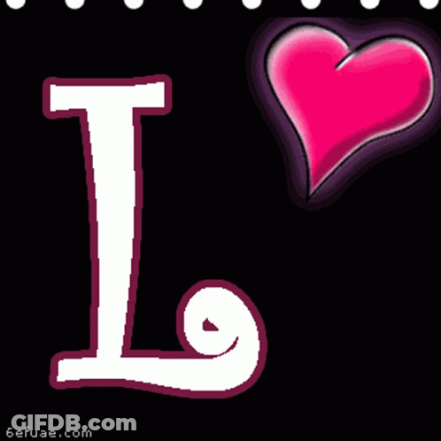 A White Letter I With A Pink Heart Behind It GIF