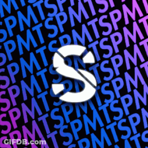A White Letter S Is Surrounded By The Words Spmtspm On A Black Background GIF
