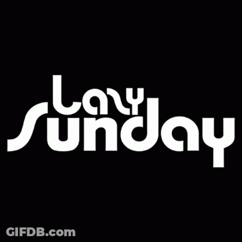 A White Logo For Lazy Sunday Is On A Black Background GIF