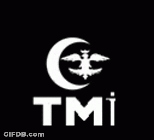 A White Logo With A Crescent Moon And A Bird On It . GIF