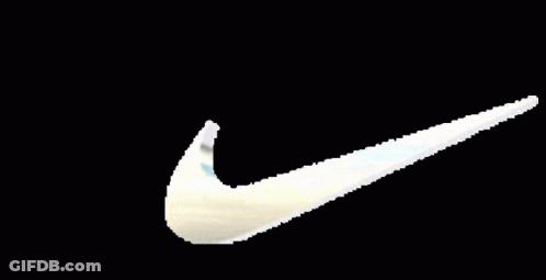 A White Nike Swoosh With A Cloudy Sky In The Background GIF