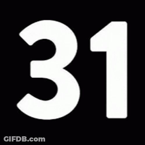 A White Number 31 On A Black Background GIF