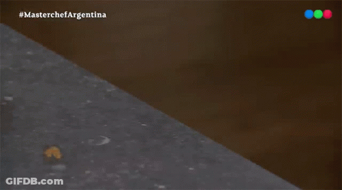 A White Plate With A Piece Of Meat On It That Says Lomo On The Bottom GIF