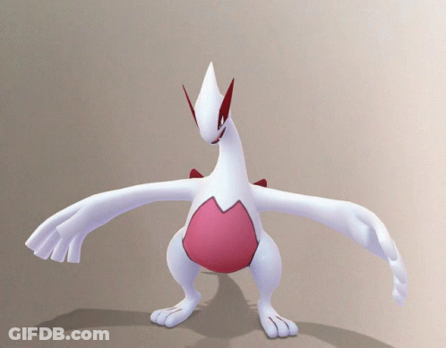 A White Pokemon With A Red Belly And Wings GIF