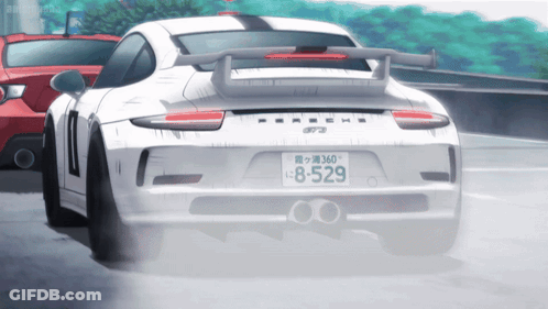 A White Porsche Car With A License Plate That Says 8 529 GIF