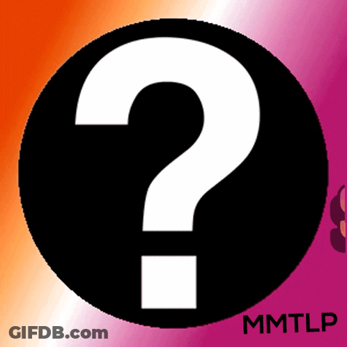 A White Question Mark In A Black Circle With Mmtlp Written Below It GIF