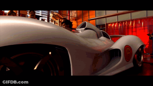 A White Race Car With The Number 5 On The Front GIF