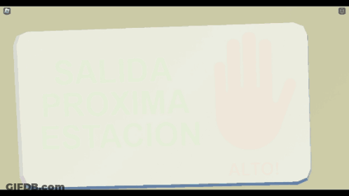 A White Sign With A Pink Hand And The Words Alto On It GIF