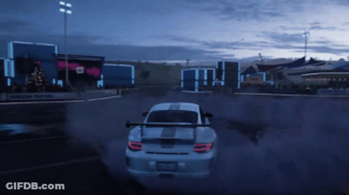 A White Sports Car With A License Plate That Says ' Jcl ' On It GIF