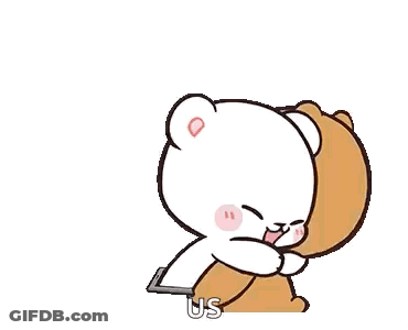 A White Teddy Bear And A Brown Teddy Bear Are Standing Next To Each Other On A White Background . GIF
