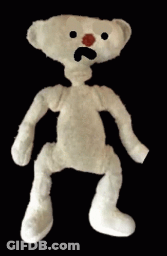 A White Teddy Bear With The Words What 'S Going On To Me Above It GIF