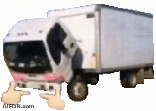 A White Truck With A Pink Stripe On The Side Is Giving A Thumbs Up GIF