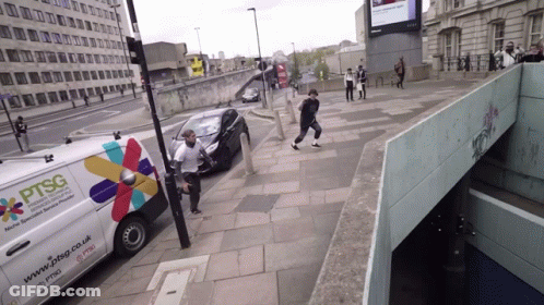 A White Van That Says Ptsg On The Side Of It GIF