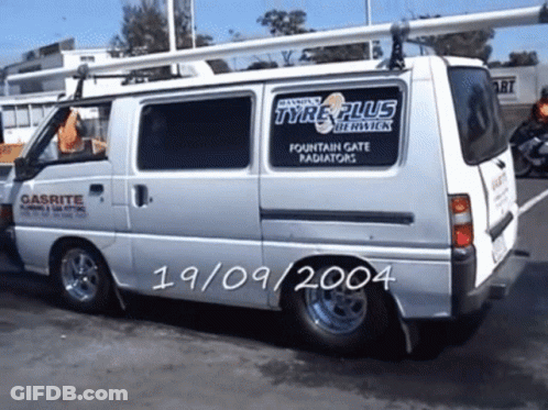 A White Van With The Date 19/09/2004 On The Back GIF