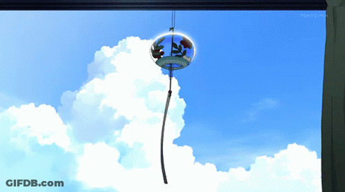 A Wind Chime Hanging From A Window With Tokyo Mx On The Bottom Right Corner GIF