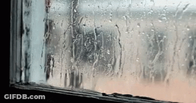 A Window With Rain Drops On It And A Person Looking Out . GIF