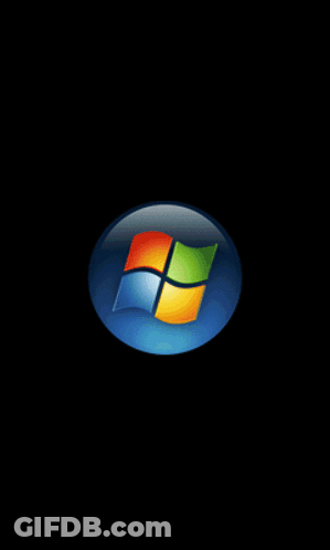 A Windows Logo Is Displayed In A Circle On A Black Background GIF