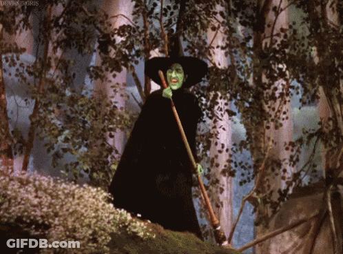 A Witch Holding A Broom In A Forest With The Words Deviantart.com Visible In The Corner GIF