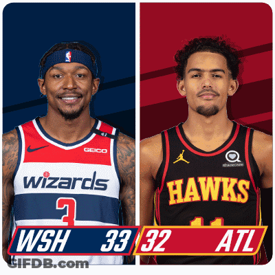 A Wizards Player And A Hawks Player Are Shown GIF