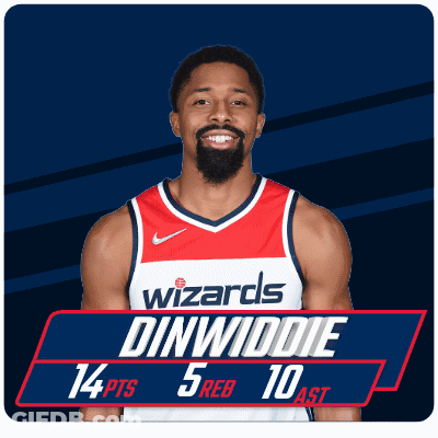 A Wizards Player Named Dinwiddie Has 14 Pts 5 Reb And 10 Assists GIF