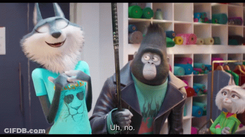 A Wolf A Gorilla And A Cat Are Standing Next To Each Other With The Gorilla Saying " Uh No " GIF