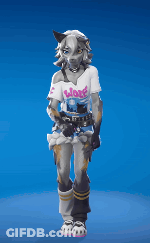 A Wolf Wearing A White Shirt That Says Wolf GIF