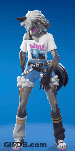 A Wolf Wearing A White Shirt That Says Wolf GIF