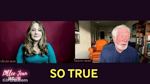 A Woman And An Older Man Are On A Video Call And The Words So True Are Above Them GIF